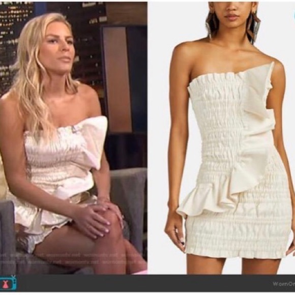 AREA**Ivory Ruched Lame Cocktail Dress*Large $980 - Picture 2 of 12